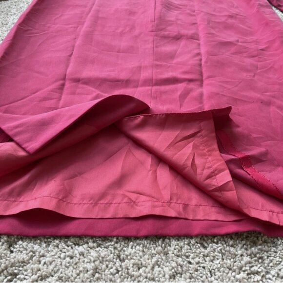 Vintage Talbots | Medium | 80s Hot Pink 100% Silk Tunic Midi Dress | Long Sleeve - Picture 8 of 9